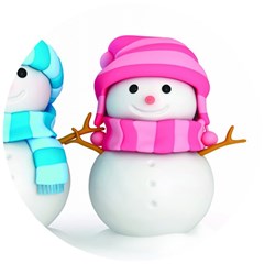 Two Snowmen, Wooden Puzzle Round by kyorashop23