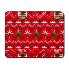 Red Christmas Pattern Xmas Decorations, Christmas Knitted Texture Small Mousepad by kyorashop23