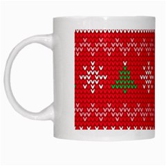 Red Christmas Pattern Xmas Decorations, Christmas Knitted Texture White Mug by kyorashop23