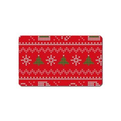 Red Christmas Pattern Xmas Decorations, Christmas Knitted Texture Magnet (name Card) by kyorashop23