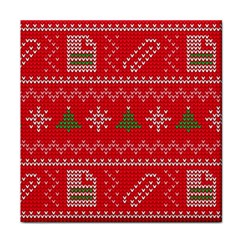 Red Christmas Pattern Xmas Decorations, Christmas Knitted Texture Face Towel by kyorashop23