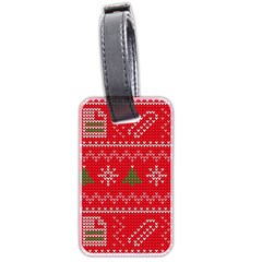 Red Christmas Pattern Xmas Decorations, Christmas Knitted Texture Luggage Tag (two Sides) by kyorashop23