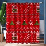 Red Christmas Pattern Xmas Decorations, Christmas Knitted Texture Shower Curtain 60  x 72  (Medium)  60 x72  Curtain