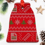 Red Christmas Pattern Xmas Decorations, Christmas Knitted Texture Ornament (Bell) Front