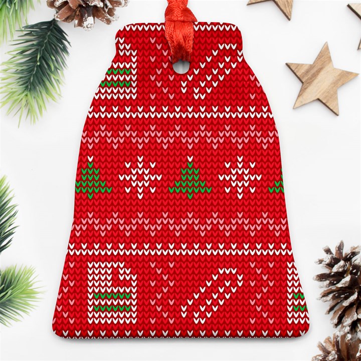 Red Christmas Pattern Xmas Decorations, Christmas Knitted Texture Ornament (Bell)