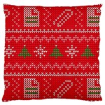 Red Christmas Pattern Xmas Decorations, Christmas Knitted Texture Large Cushion Case (Two Sides) Front