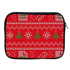 Red Christmas Pattern Xmas Decorations, Christmas Knitted Texture Apple Ipad 2/3/4 Zipper Cases by kyorashop23