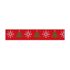 Red Christmas Pattern Xmas Decorations, Christmas Knitted Texture Premium Plush Fleece Scarf (mini) by kyorashop23