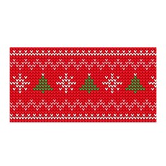 Red Christmas Pattern Xmas Decorations, Christmas Knitted Texture Satin Wrap 35  X 70  by kyorashop23