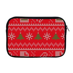 Red Christmas Pattern Xmas Decorations, Christmas Knitted Texture Apple Macbook Pro 17  Zipper Case by kyorashop23