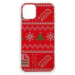 Red Christmas Pattern Xmas Decorations, Christmas Knitted Texture Iphone 12/12 Pro Tpu Uv Print Case by kyorashop23