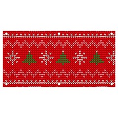 Red Christmas Pattern Xmas Decorations, Christmas Knitted Texture Banner And Sign 4  X 2  by kyorashop23