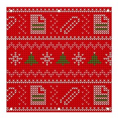 Red Christmas Pattern Xmas Decorations, Christmas Knitted Texture Banner And Sign 4  X 4  by kyorashop23