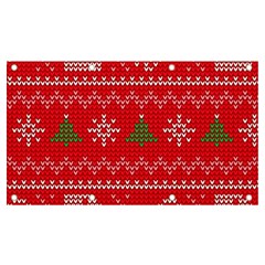 Red Christmas Pattern Xmas Decorations, Christmas Knitted Texture Banner And Sign 7  X 4  by kyorashop23