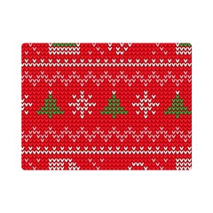 Red Christmas Pattern Xmas Decorations, Christmas Knitted Texture Premium Plush Fleece Blanket (mini) by kyorashop23