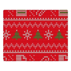 Red Christmas Pattern Xmas Decorations, Christmas Knitted Texture Premium Plush Fleece Blanket (large) by kyorashop23