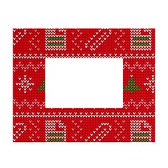 Red Christmas Pattern Xmas Decorations, Christmas Knitted Texture White Tabletop Photo Frame 4 x6  by kyorashop23