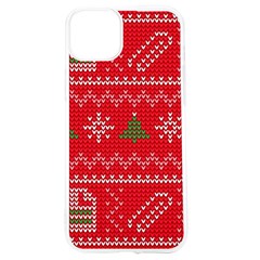 Red Christmas Pattern Xmas Decorations, Christmas Knitted Texture Iphone 15 Tpu Uv Print Case by kyorashop23