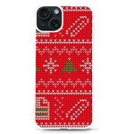 Red Christmas Pattern Xmas Decorations, Christmas Knitted Texture iPhone 15 TPU UV Print Case Front