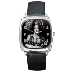 Vintage Afro Style Doll Illustration (ia&human) Square Metal Watch by dflcprintsclothing