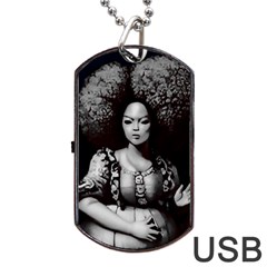 Vintage Afro Style Doll Illustration (ia&human) Dog Tag Usb Flash (one Side) by dflcprintsclothing