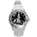 Vintage afro style doll illustration (IA&Human) Round Plastic Sport Watch (L) Front