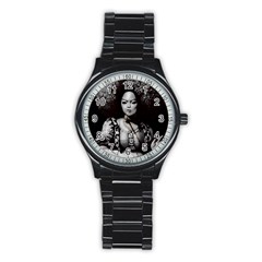 Vintage Afro Style Doll Illustration (ia&human) Stainless Steel Round Watch