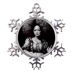 Vintage Afro Style Doll Illustration (ia&human) Metal Large Snowflake Ornament by dflcprintsclothing