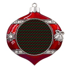 Geometric Abstract Pattern Line Metal Snowflake And Bell Red Ornament