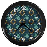 Flowers Pattern Design Abstract Wall Clock (Black) Front