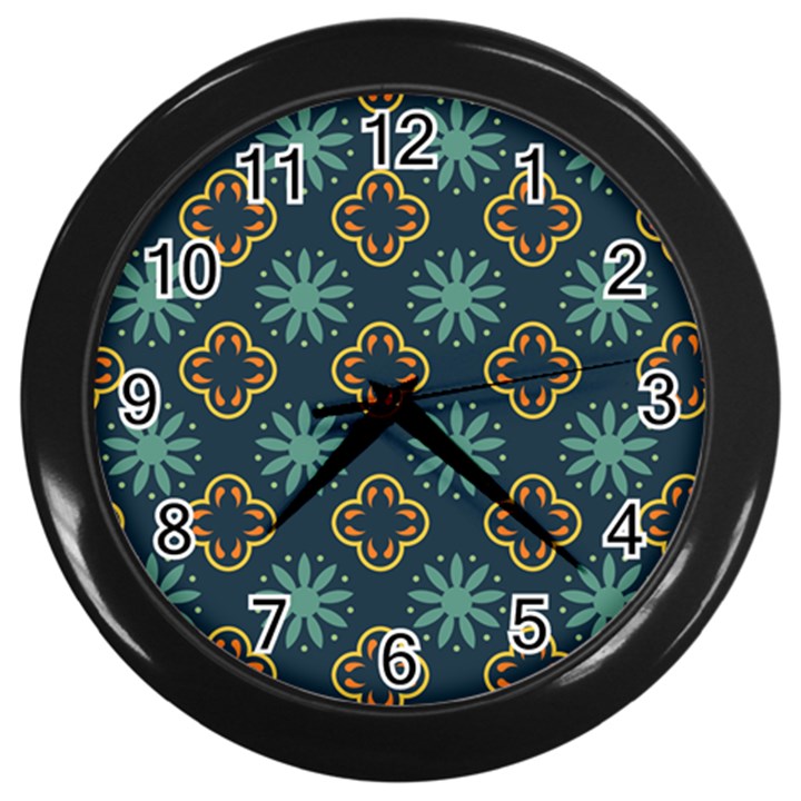 Flowers Pattern Design Abstract Wall Clock (Black)