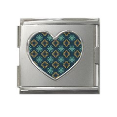 Flowers Pattern Design Abstract Mega Link Heart Italian Charm (18mm) by Salmanaz77