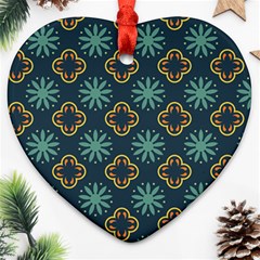 Flowers Pattern Design Abstract Heart Ornament (two Sides)