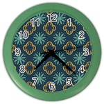 Flowers Pattern Design Abstract Color Wall Clock Front