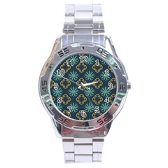 Flowers Pattern Design Abstract Stainless Steel Analogue Watch by Salmanaz77