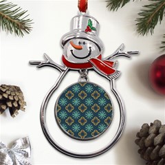 Flowers Pattern Design Abstract Metal Snowman Ornament