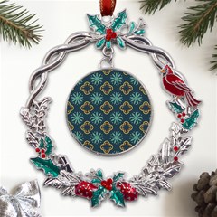 Flowers Pattern Design Abstract Metal X mas Wreath Holly Leaf Ornament