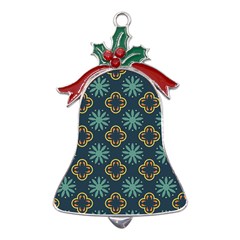 Flowers Pattern Design Abstract Metal Holly Leaf Bell Ornament