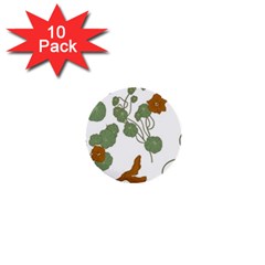 Nasturtium Flowers Plant Leaves 1  Mini Buttons (10 Pack)  by Salmanaz77