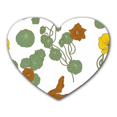 Nasturtium Flowers Plant Leaves Heart Mousepad by Salmanaz77