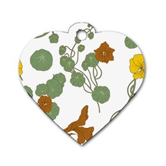 Nasturtium Flowers Plant Leaves Dog Tag Heart (one Side) by Salmanaz77