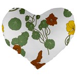 Nasturtium Flowers Plant Leaves Large 19  Premium Heart Shape Cushions Back