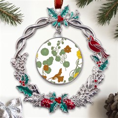 Nasturtium Flowers Plant Leaves Metal X mas Wreath Holly Leaf Ornament