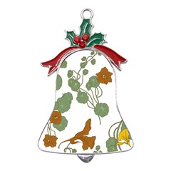 Nasturtium Flowers Plant Leaves Metal Holly Leaf Bell Ornament