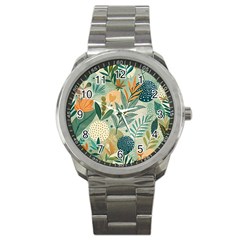 Leaves Pattern Flora Sport Metal Watch by Salmanaz77