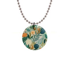 Leaves Pattern Flora 1  Button Necklace by Salmanaz77