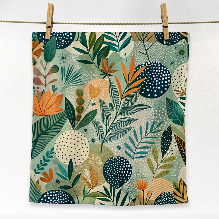 Leaves Pattern Flora Face Towel