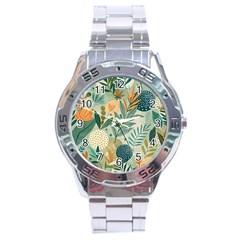 Leaves Pattern Flora Stainless Steel Analogue Watch by Salmanaz77