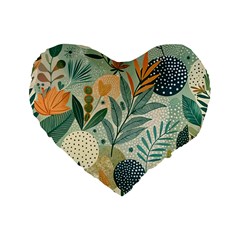 Leaves Pattern Flora Standard 16  Premium Heart Shape Cushions by Salmanaz77