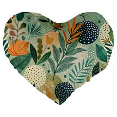 Leaves Pattern Flora Large 19  Premium Heart Shape Cushions by Salmanaz77